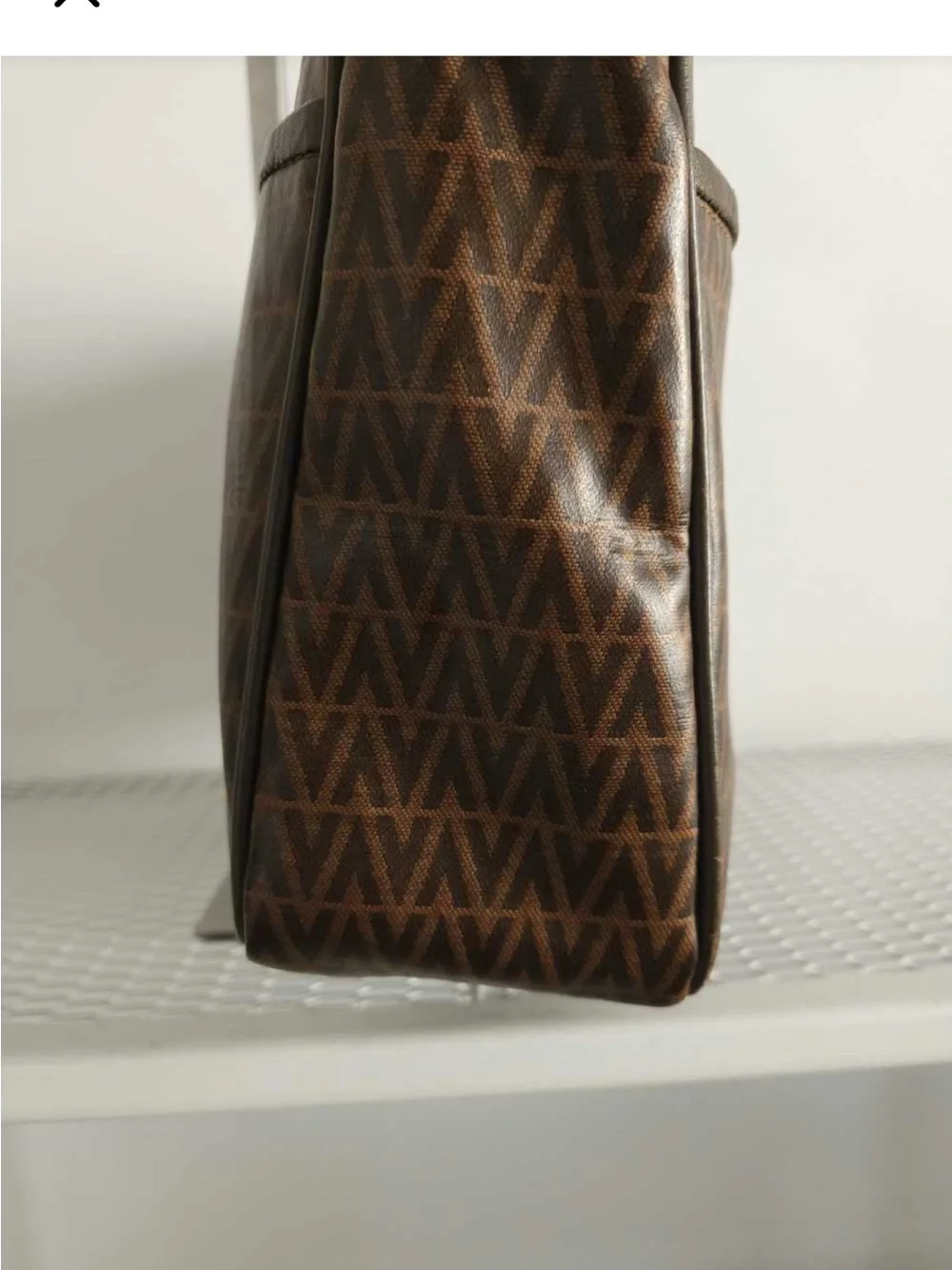 Valentino Brown Patterned Men's Tote Bag with Dual Handles